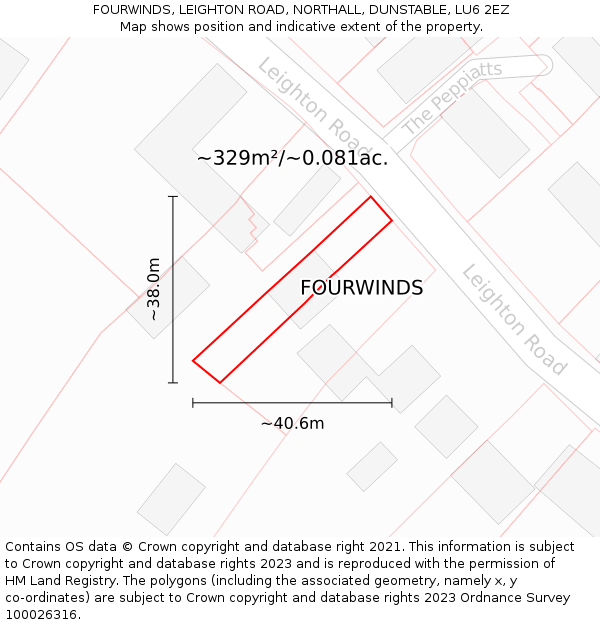 FOURWINDS, LEIGHTON ROAD, NORTHALL, DUNSTABLE, LU6 2EZ: Plot and title map