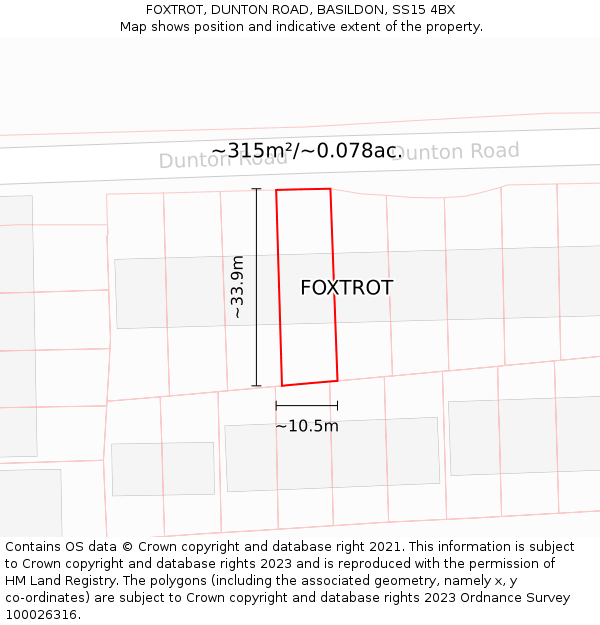 FOXTROT, DUNTON ROAD, BASILDON, SS15 4BX: Plot and title map
