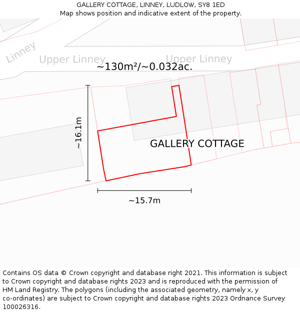 GALLERY COTTAGE, LINNEY, LUDLOW, SY8 1ED: Plot and title map