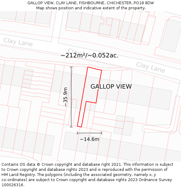 GALLOP VIEW, CLAY LANE, FISHBOURNE, CHICHESTER, PO18 8DW: Plot and title map