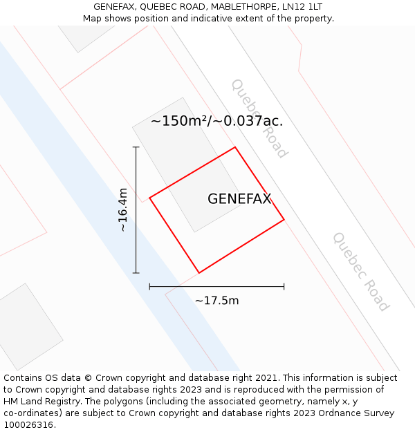 GENEFAX, QUEBEC ROAD, MABLETHORPE, LN12 1LT: Plot and title map