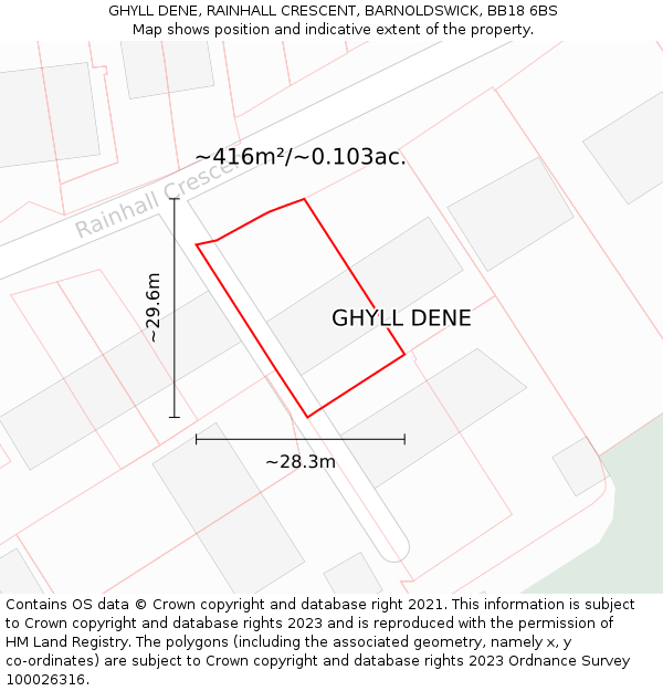 GHYLL DENE, RAINHALL CRESCENT, BARNOLDSWICK, BB18 6BS: Plot and title map