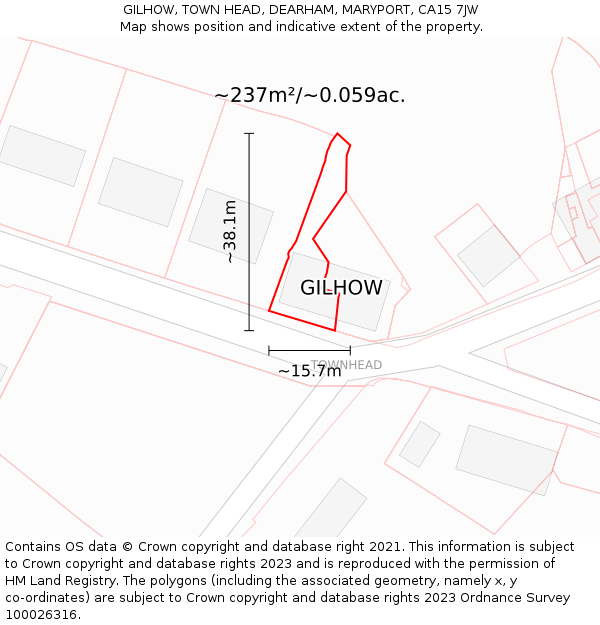 GILHOW, TOWN HEAD, DEARHAM, MARYPORT, CA15 7JW: Plot and title map