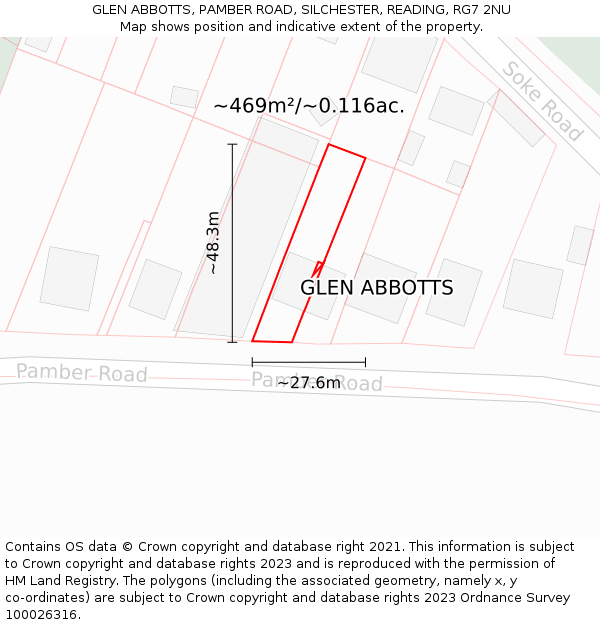 GLEN ABBOTTS, PAMBER ROAD, SILCHESTER, READING, RG7 2NU: Plot and title map