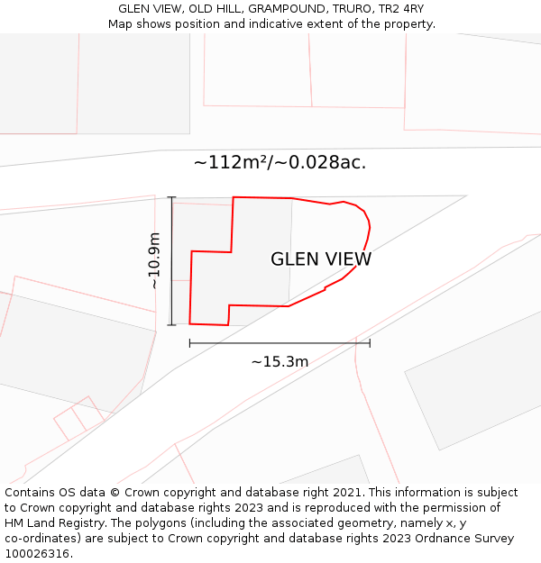 GLEN VIEW, OLD HILL, GRAMPOUND, TRURO, TR2 4RY: Plot and title map