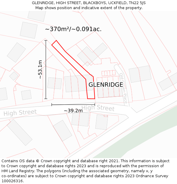 GLENRIDGE, HIGH STREET, BLACKBOYS, UCKFIELD, TN22 5JS: Plot and title map