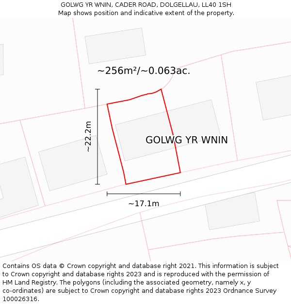 GOLWG YR WNIN, CADER ROAD, DOLGELLAU, LL40 1SH: Plot and title map