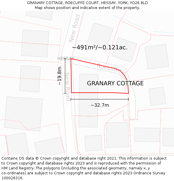GRANARY COTTAGE, ROECLIFFE COURT, HESSAY, YORK, YO26 8LD: Plot and title map