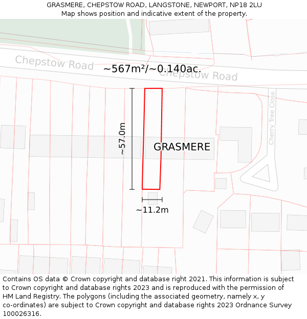 GRASMERE, CHEPSTOW ROAD, LANGSTONE, NEWPORT, NP18 2LU: Plot and title map