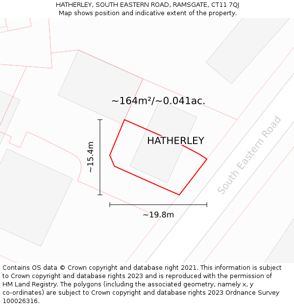 HATHERLEY, SOUTH EASTERN ROAD, RAMSGATE, CT11 7QJ: Plot and title map