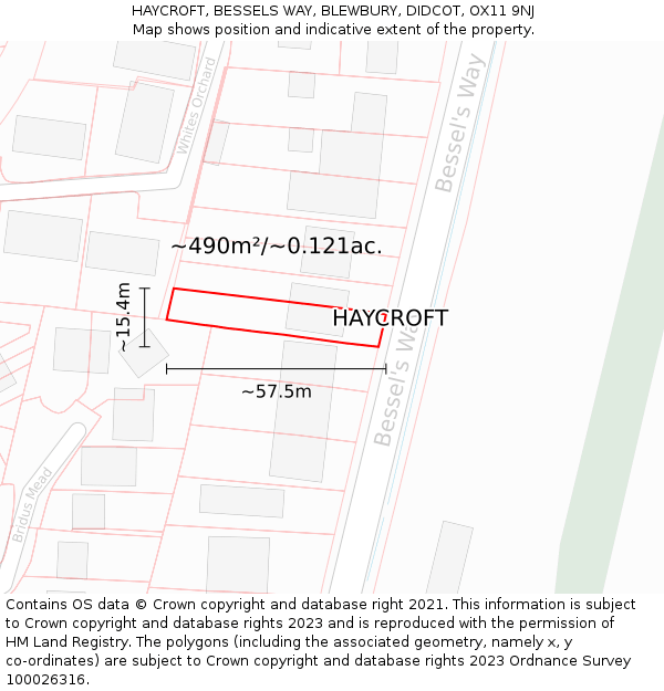 HAYCROFT, BESSELS WAY, BLEWBURY, DIDCOT, OX11 9NJ: Plot and title map