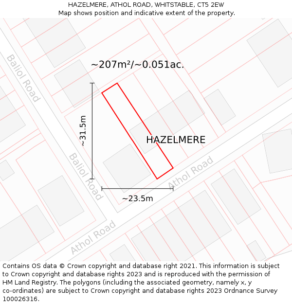 HAZELMERE, ATHOL ROAD, WHITSTABLE, CT5 2EW: Plot and title map