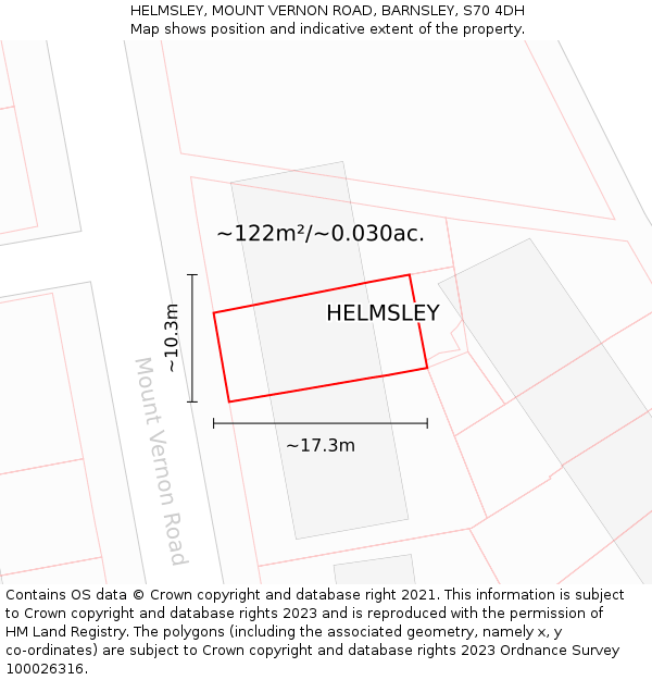 HELMSLEY, MOUNT VERNON ROAD, BARNSLEY, S70 4DH: Plot and title map