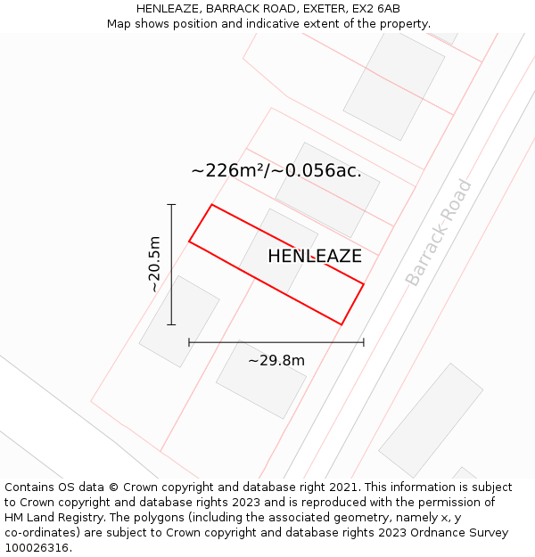 HENLEAZE, BARRACK ROAD, EXETER, EX2 6AB: Plot and title map
