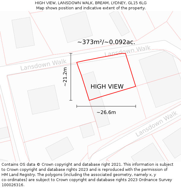 HIGH VIEW, LANSDOWN WALK, BREAM, LYDNEY, GL15 6LG: Plot and title map