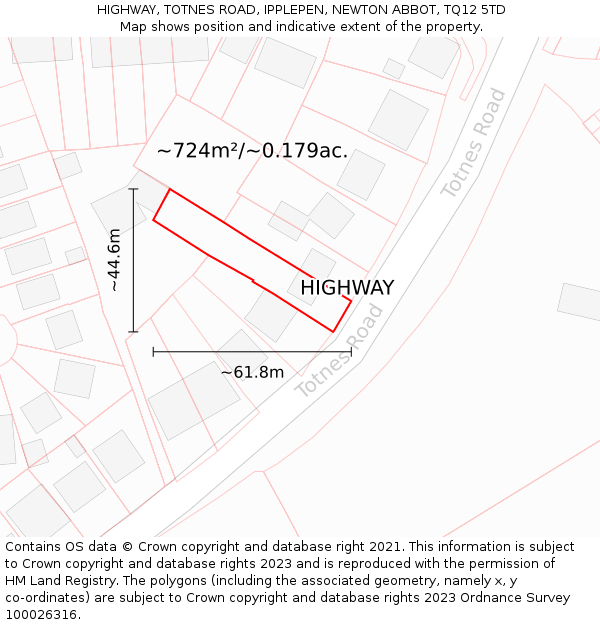HIGHWAY, TOTNES ROAD, IPPLEPEN, NEWTON ABBOT, TQ12 5TD: Plot and title map