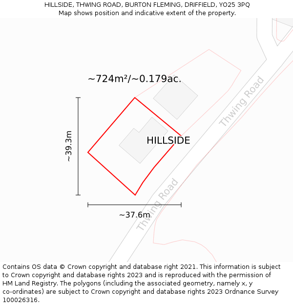 HILLSIDE, THWING ROAD, BURTON FLEMING, DRIFFIELD, YO25 3PQ: Plot and title map