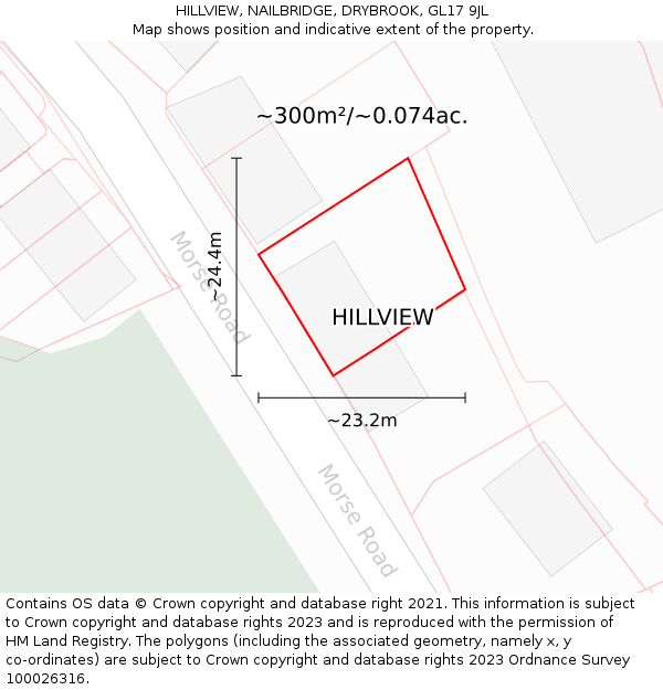 HILLVIEW, NAILBRIDGE, DRYBROOK, GL17 9JL: Plot and title map