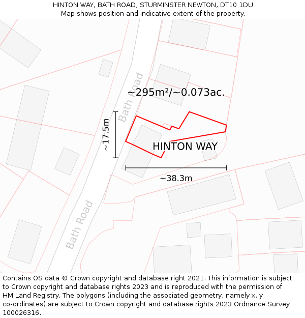 HINTON WAY, BATH ROAD, STURMINSTER NEWTON, DT10 1DU: Plot and title map