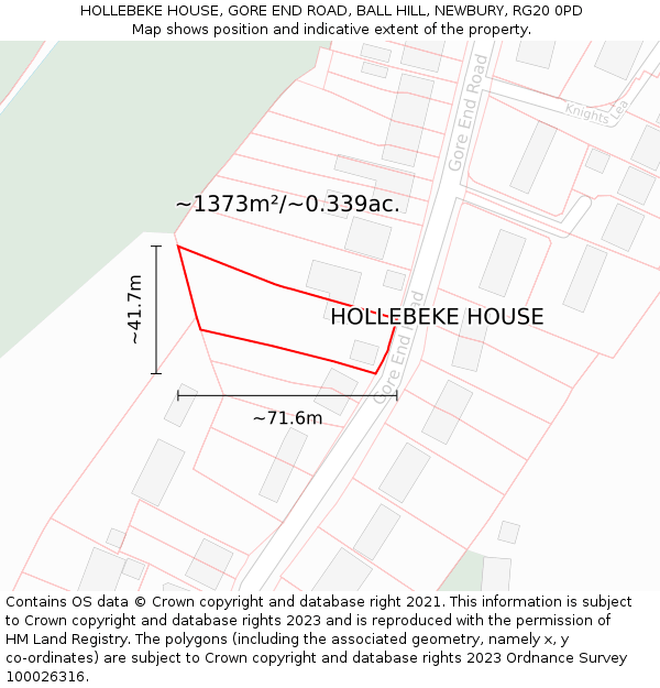 HOLLEBEKE HOUSE, GORE END ROAD, BALL HILL, NEWBURY, RG20 0PD: Plot and title map