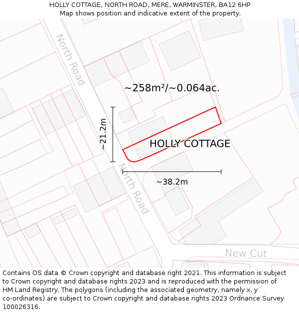 HOLLY COTTAGE, NORTH ROAD, MERE, WARMINSTER, BA12 6HP: Plot and title map