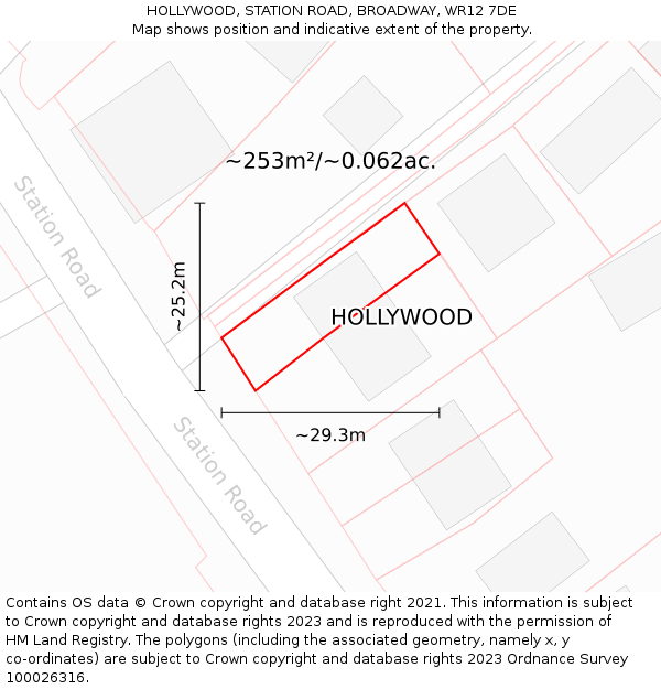 HOLLYWOOD, STATION ROAD, BROADWAY, WR12 7DE: Plot and title map
