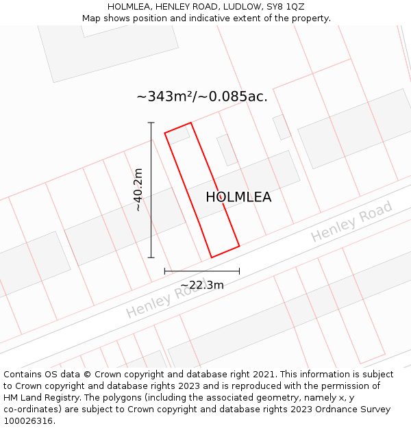 HOLMLEA, HENLEY ROAD, LUDLOW, SY8 1QZ: Plot and title map