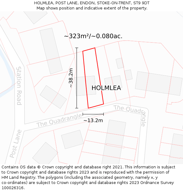 HOLMLEA, POST LANE, ENDON, STOKE-ON-TRENT, ST9 9DT: Plot and title map