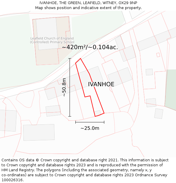IVANHOE, THE GREEN, LEAFIELD, WITNEY, OX29 9NP: Plot and title map