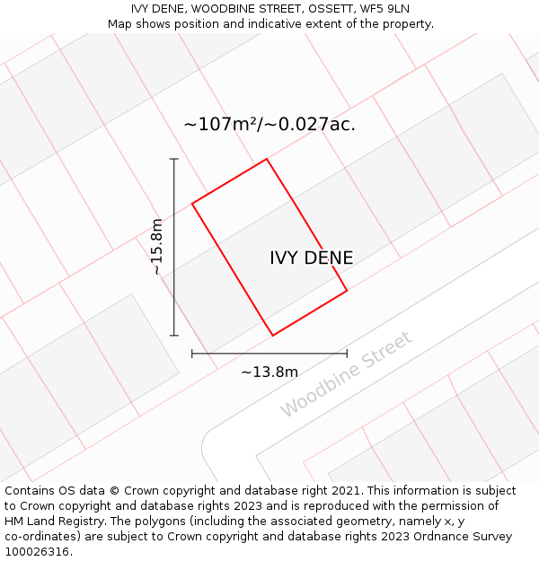 IVY DENE, WOODBINE STREET, OSSETT, WF5 9LN: Plot and title map
