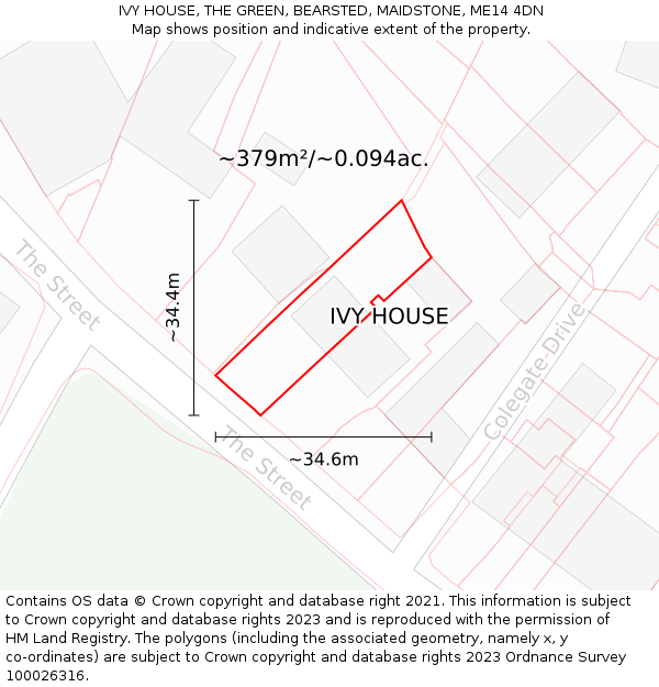 IVY HOUSE, THE GREEN, BEARSTED, MAIDSTONE, ME14 4DN: Plot and title map