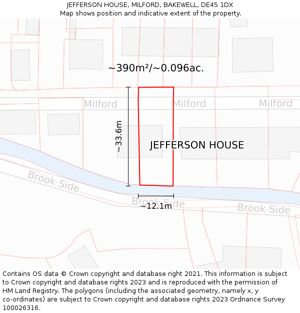 JEFFERSON HOUSE, MILFORD, BAKEWELL, DE45 1DX: Plot and title map