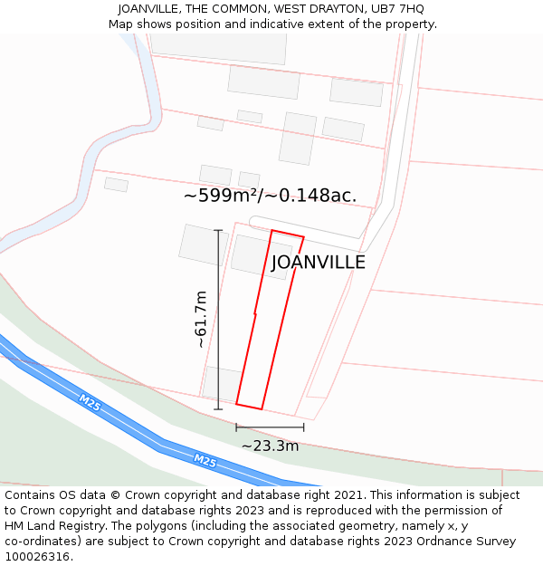 JOANVILLE, THE COMMON, WEST DRAYTON, UB7 7HQ: Plot and title map