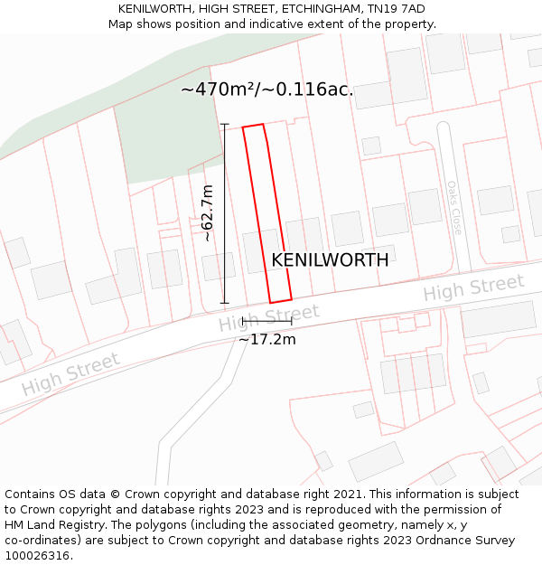 KENILWORTH, HIGH STREET, ETCHINGHAM, TN19 7AD: Plot and title map