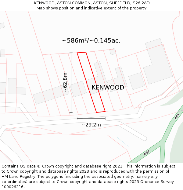 KENWOOD, ASTON COMMON, ASTON, SHEFFIELD, S26 2AD: Plot and title map