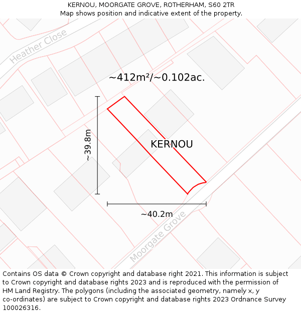 KERNOU, MOORGATE GROVE, ROTHERHAM, S60 2TR: Plot and title map