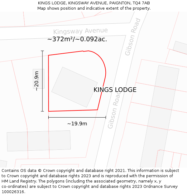 KINGS LODGE, KINGSWAY AVENUE, PAIGNTON, TQ4 7AB: Plot and title map