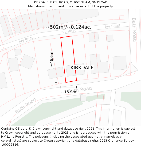 KIRKDALE, BATH ROAD, CHIPPENHAM, SN15 2AD: Plot and title map