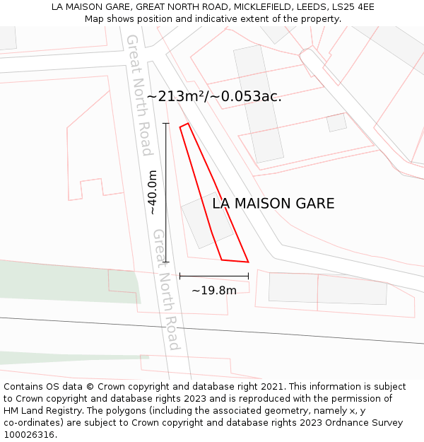 LA MAISON GARE, GREAT NORTH ROAD, MICKLEFIELD, LEEDS, LS25 4EE: Plot and title map