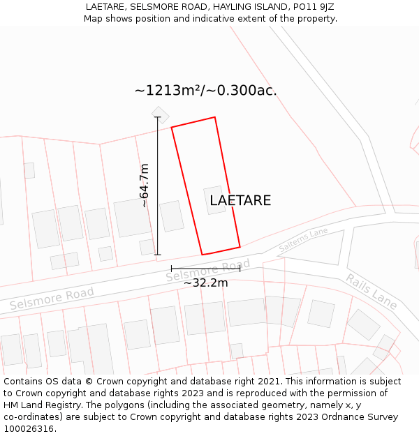 LAETARE, SELSMORE ROAD, HAYLING ISLAND, PO11 9JZ: Plot and title map