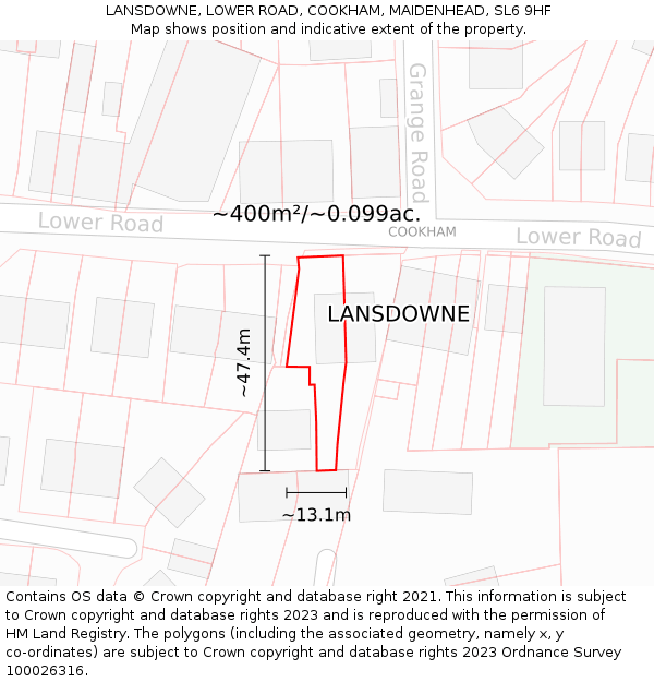 LANSDOWNE, LOWER ROAD, COOKHAM, MAIDENHEAD, SL6 9HF: Plot and title map