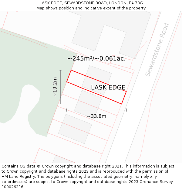 LASK EDGE, SEWARDSTONE ROAD, LONDON, E4 7RG: Plot and title map