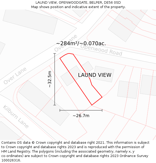 LAUND VIEW, OPENWOODGATE, BELPER, DE56 0SD: Plot and title map