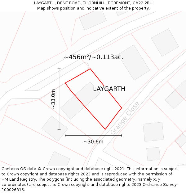 LAYGARTH, DENT ROAD, THORNHILL, EGREMONT, CA22 2RU: Plot and title map