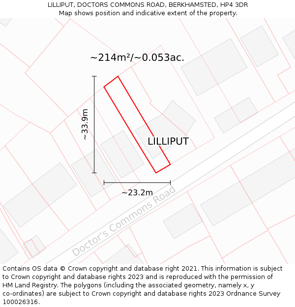 LILLIPUT, DOCTORS COMMONS ROAD, BERKHAMSTED, HP4 3DR: Plot and title map