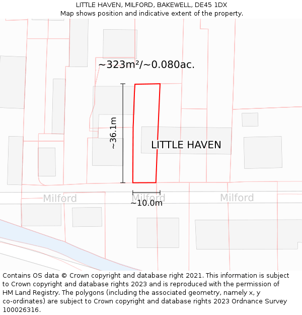 LITTLE HAVEN, MILFORD, BAKEWELL, DE45 1DX: Plot and title map