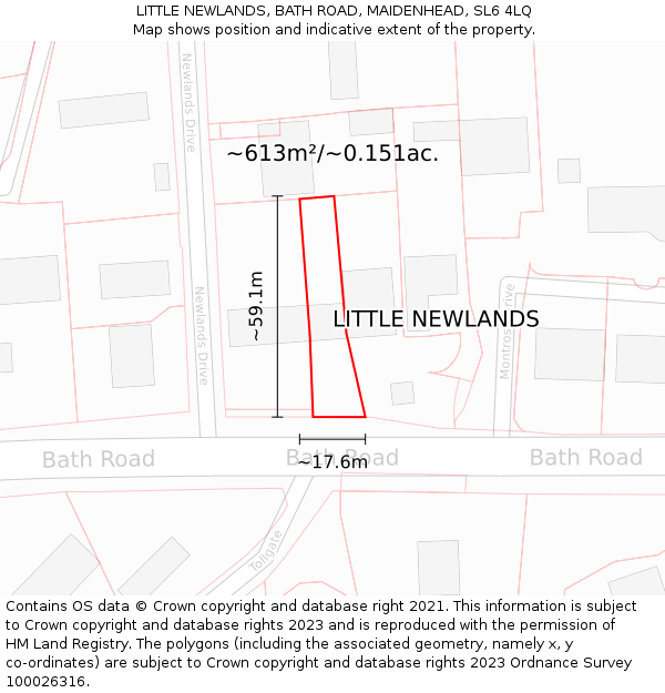 LITTLE NEWLANDS, BATH ROAD, MAIDENHEAD, SL6 4LQ: Plot and title map
