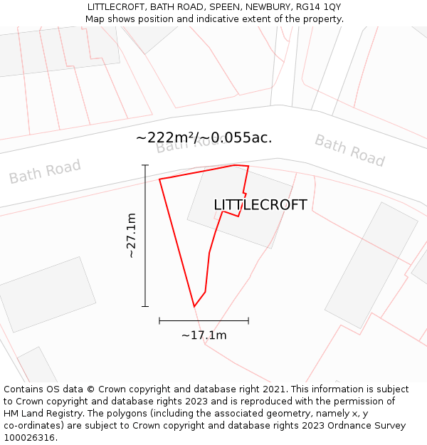 LITTLECROFT, BATH ROAD, SPEEN, NEWBURY, RG14 1QY: Plot and title map