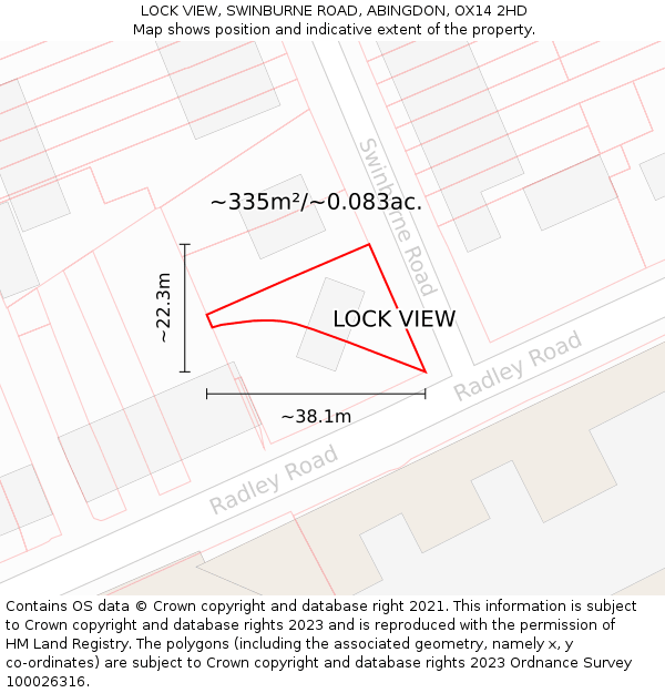 LOCK VIEW, SWINBURNE ROAD, ABINGDON, OX14 2HD: Plot and title map