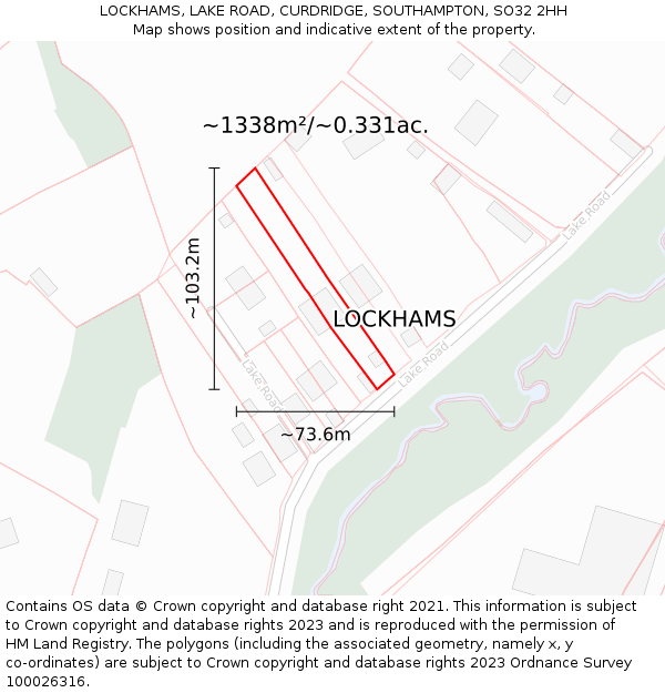 LOCKHAMS, LAKE ROAD, CURDRIDGE, SOUTHAMPTON, SO32 2HH: Plot and title map